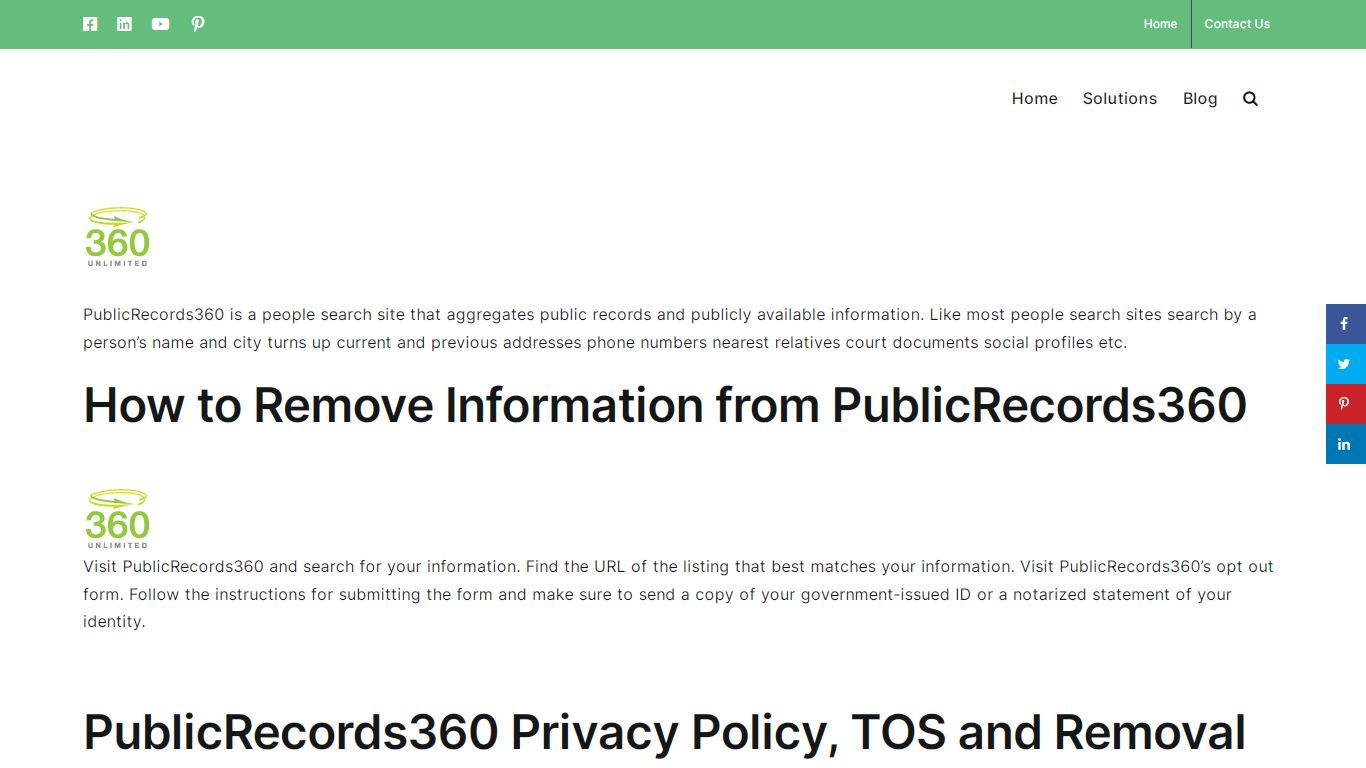 How to Remove Information from PublicRecords360 - Remove Online Information